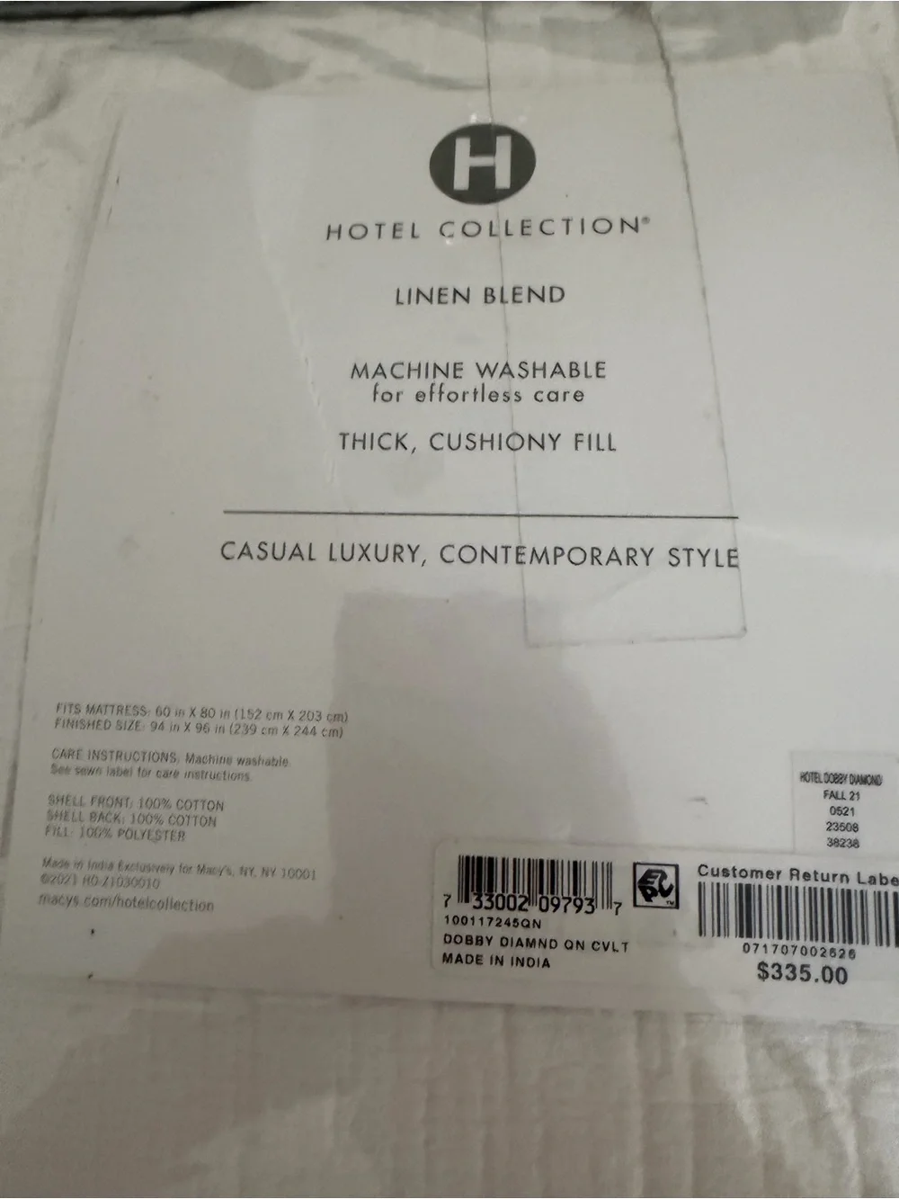 Hotel Collection White Linen-Blend Dobby Diamond Comforter - Quilted Texture
